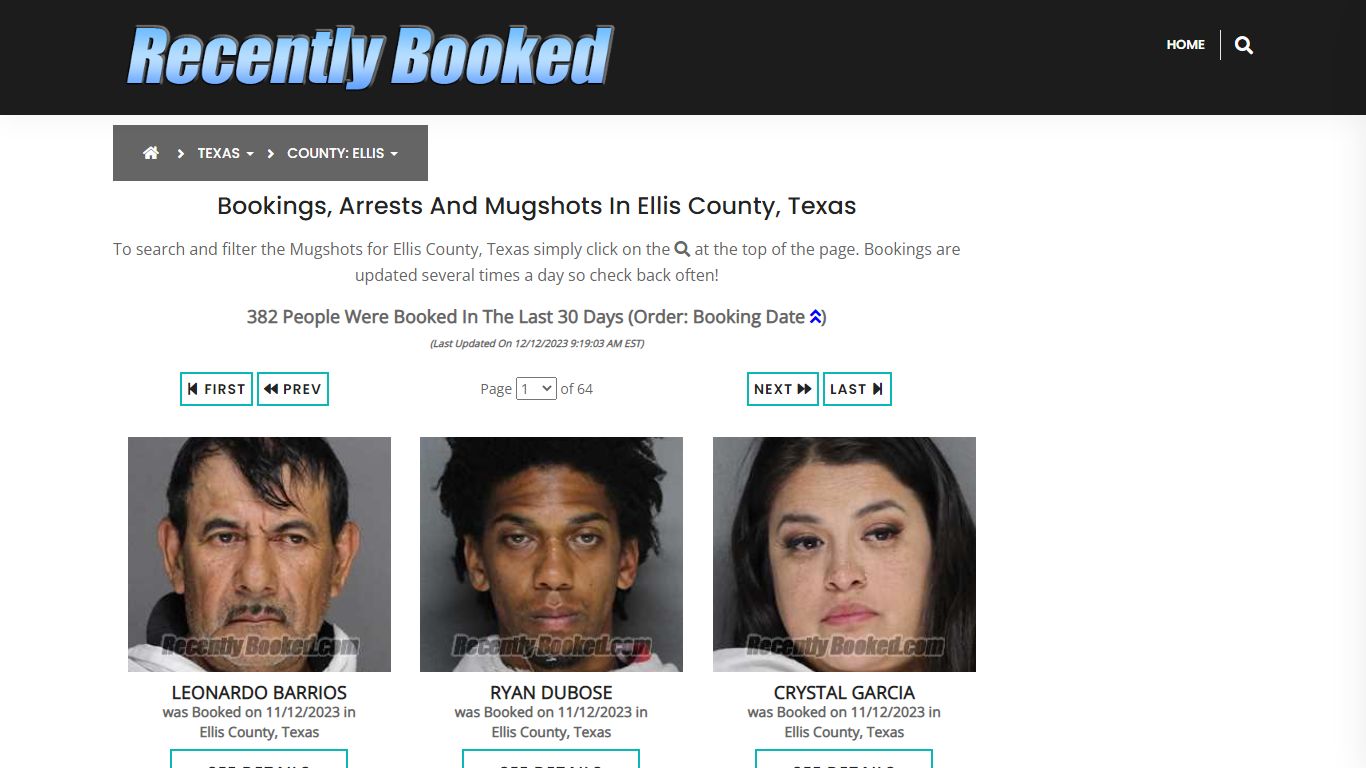 Recent bookings, Arrests, Mugshots in Ellis County, Texas - Recently Booked